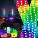 Ehaho 2PCS 1FT Fat Whip Lights for UTV ATV, Led Fatty Whip Light W/Rocker Switch & 6 Flags, Brighter Spiral Chasing Lighted Antenna Whip with APP & Remote Control for RZR SXS