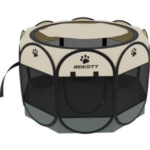 Pet Playpen, Foldable Dog Playpens, Portable Exercise Kennel Tent for Puppies/Dogs/Cats/Rabbits, Dog Play Tent with Removable Mesh Shade Cover for Travel Indoor Outdoor Using(Small) (GY/Small(28.5" x 28.5" x 18"))