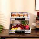 Fruit Basket Hanging Storage Baskets Kitchen Storage,2 Tier Farmhouse Standing Wooden Organizer,Classic Pastoral Holder Rack for Kitchen,Office,Dining Room and Guest Room (Need Assemble)