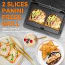 Baker's Friend Mini Panini Press Electric Griddle, Sandwichera Electrical for Pancakes & Eggs, 2 Slices of Panini Grill Press Sandwich Maker Press, Stainless Steel, Non Stick Surfaces, Oil Tray