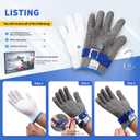 1 Pcs Level 9 Cut Resistant Gloves, Food Grade for Stainless Steel Mesh Metal Glove Touch Screen, Kitchen Cooking Gloves for Women and Men, for Butcher Meat Cutting Oyster Shucking, Size: 8/Medium