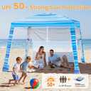8'x8' Beach Cabana, UPF 50+ Large Beach Canopy with Side Wall, Easy Setup Pop Up Sun Shelter, Adjustable Height & Wind Resistant Beach Tent for 4-6 Person Family, Light Blue