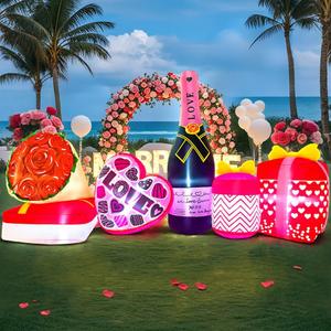 KOOY 8 FT Mother's Day Inflatable Outdoor Decoration, Happy Valentine's Day Love Heart with Flower, Blow-up Valentine's Day Decoration Outdoor for Yard Lawn Holiday Wedding Anniversary Decor