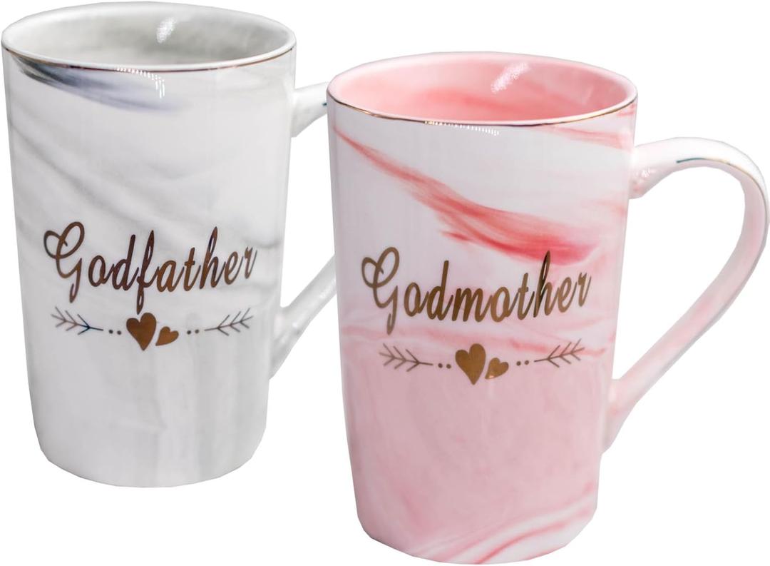Godparents Gifts From Godchild- Godparents Proposal Gift Mug - Cute Mothers Day Gifts Birthday Christmas Presents for Godparents - Novelty 12.5oz Godmother and Godfather Couple Mugs Sets