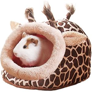 LEFTSTARER Guinea Pig Rat Bed and Hideout for Ferret Hedgehog Sleep and Hide, Hamster Small Pet Animals Supplies Toy Cage Accessories Nest (1.Giraffes-L)