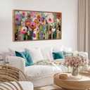 CHDITB Boho Abstract Wall Art, Bright Colorful Botanical Floral Home Decor, 40"L x 20"W