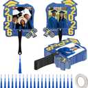 36 PCS Custom Graduation Fan Photo Frames with Handle, Plastic Class of 2026 Photo Props with Tassel, Double Sided Sparkle Grad Party Frames for Grad Events, School Ceremony (Blue & Gold)