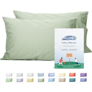 Sunflower Queen Pillowcases Set of 2, 100% Cotton Queen Size Pillow Cases 2, 2030 inches Swamp, Soft and Breathable