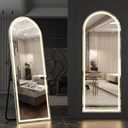 Arched Full Length Mirror with LED Lights, 63"x20" Body Floor Mirror with Dimming & 3 Color Lighting, LED Mirrors for Home Decor, Tall Arch Aluminum Frame Mirrors for Bedroom Cloakroom