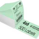 Spartan Industrial - 4" X 6" Green Direct Thermal Fanfold Labels (500 Count, 1 Stack) - Printable Postage Shipping Labels, Package Identification - Compatible with Zebra and Rollo Printers