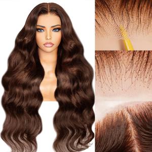 Dark Brown Wear and Go Glueless Human Hair Wig #4 Loose Body Wave Glueless Wig 26 inch Chocolate Brown Body Wave Wigs Human Hair 9x6 Hd Lace Pre Cut Pre Plucked Wigs for Women 220% Density