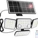 Aialun Solar Security Lights Outdoor with Dual Motion Sensor, 8500K 292 LEDs 4 Heads Split Solar Flood Lights with 16.4ft Cable&Remote Control, 3 Mode Flood Wall Lights for Backyard, Garage-1 Pack