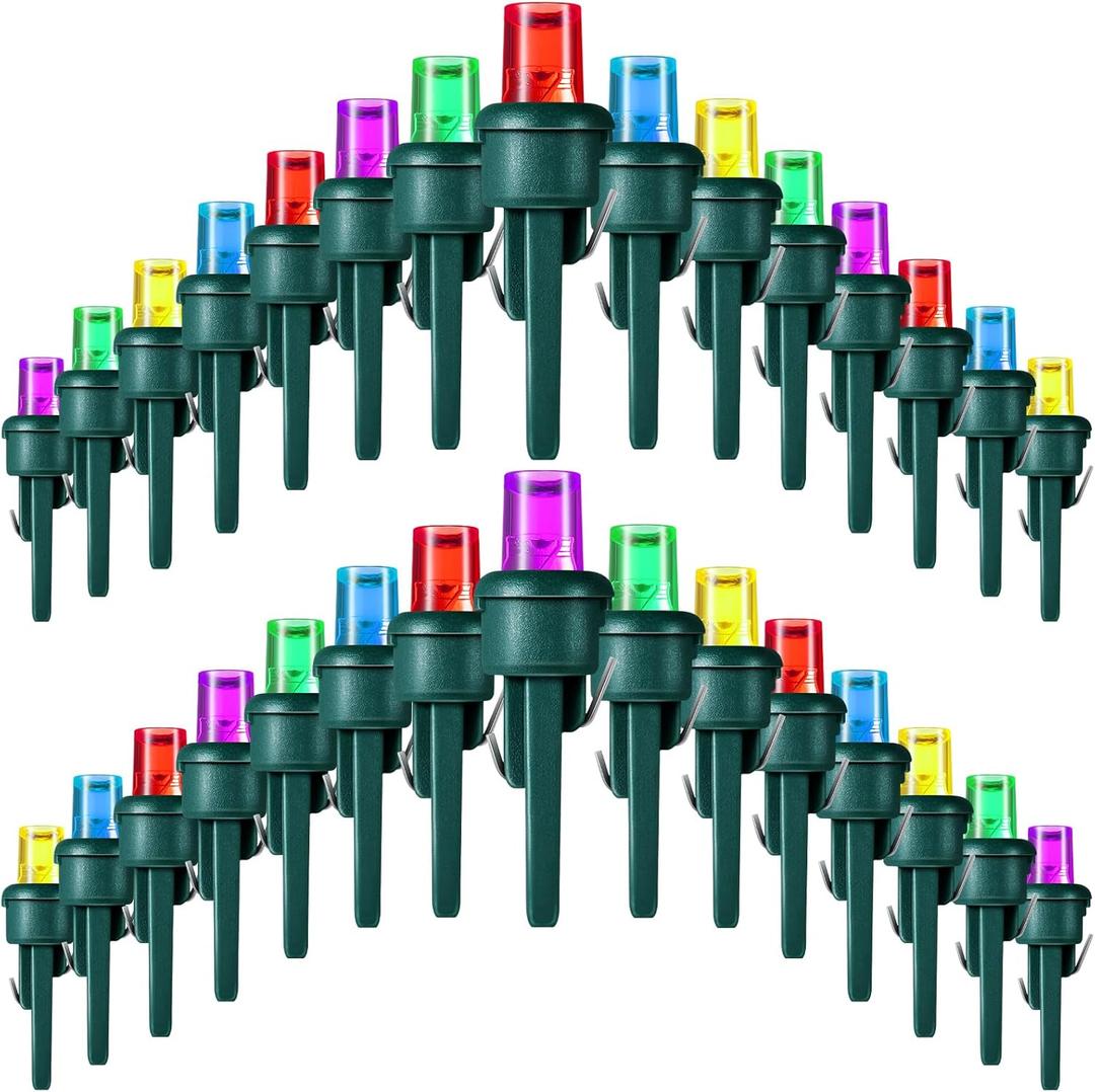 Honoson 180 Count 5 mm Winter LED Replacement Bulbs Bulk Wide Angle Winter LED Light Bulbs String Replacement Festival Light Garland Outdoor Tree Home Decoration (Green Base with Bright Colors Bulb)