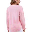Atnlewhi Womens Puff Long Sleeve T Shirts Pink (Pink, L)