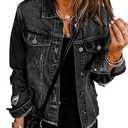 EVALESS Womens Boyfriend Washed Crop Denim Jean Jacket Coat XX-Large, Black 