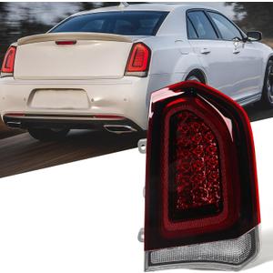 FIONE Full LED Tail Lights Compatible with Chrysler 300C/300 2015-2023Sedan 4Dr Factory Style Black Trim Tail Light Rear Brake Lamp Replacement Right Passenger Side RH