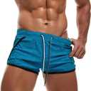 AIMPACT Mens Short Swim Trunks Quick Dry Beach Board Shorts 80s 90s Summer Vintage Swimwear with Lining Swimming Suits (Small, Blue)