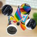 2 x Rainbow Pride Deluxe Desk Flag Set -6 Branch Miniature Gay LGBT Flag Desk Set Table Black Base and Spear Top-Desktop Decorations