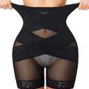 Nebility Shapewear Tummy Control Body Shaper High Waisted Butt Lifting Panties Shapewear Shorts Thigh Slimmer Black S