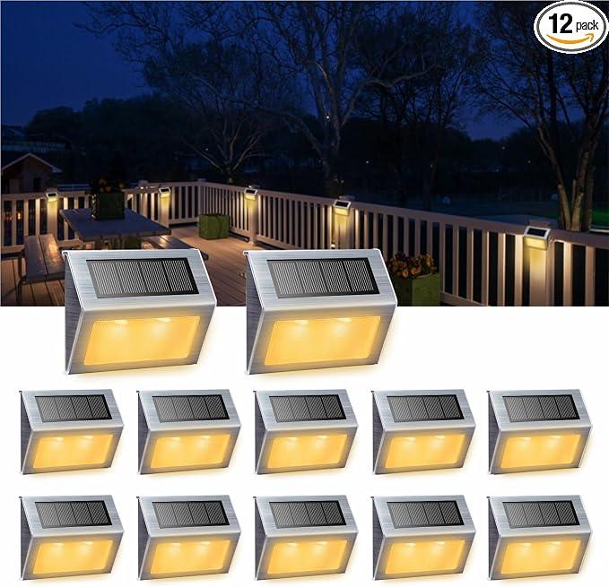 XLUX Warm White Solar Lights for Deck Step Fence Post, SST Housing, 12 Pack
Soft warm non-glare LED, sturdy stainless steel casing , outdoor use, Rainproof, Automatic ON/OFF, not excessively bright