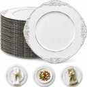 50PCS Antique White Charger Plates Bulk- 13in Embossed Reusable Chargers