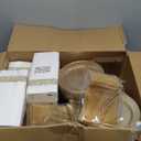 I00000 700 Pcs Gold Glitter Plastic Dinnerware Sets, Disposable Plates for Party, Include: 100 Dinner Plate,100 Dessert Plate,100 Paper Napkins, 100 Cups,100 Plastic Silverware Set