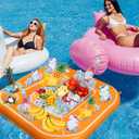 Floating Table for Pool Game with Waterproof Playing Cards, Inflatable Pool Party Tray Float for Drink Snack Holder, Floating Card Game Table, Pool Accessories for Hot Tub, Beach Summer Parties White