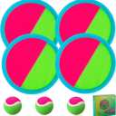 Beach Games, Outdoor Toys for Kids Ages 4-8, Toss and Catch Ball Set, with 4 Paddles 3 Balls, and 1 Storage Bag, Beach Toys Easter Gifts for Kids