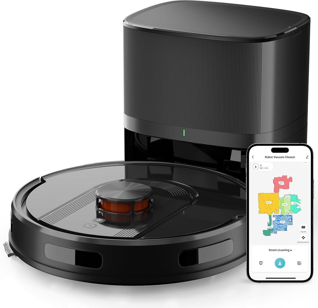 Robot Vacuum and Mop Combo with Self-Emptying, Customizable Map Cleaning with LiDAR Navigation, 6000Pa Suction, Smart No-Go Zones, 70Days Hands-free Robotic Vacuum Cleaner for Floor, Carpet, Pet Hair