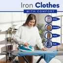 BKTD Extra-Wide Ironing Board 48"18" Large Surface (57" w/Iron Rest) Built-in Clothes Rack, Hanger & Cord Holder Heat-Resistant Cover Heavy-Duty, No Wobble Adjustable Height Black Grey.