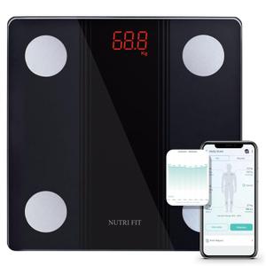 NUTRI FIT Bathroom Scale Smart Digital Bluetooth Scales for Body Weight, Body Fat, BMI Body Composition Analyzer Weighing Scale with High Precision Measurements Sync APP Heavy Duty 330lbs