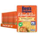 BEN'S ORIGINAL Ready Rice Butter and Garlic Flavored Rice, Easy Dinner Side, 8.8 oz Pouch (Pack of 12) (EXP 06/30/27)