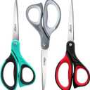 LIVINGO 8.5" Scissors All Purpose, 3 Pack Ultra Sharp Blade Shears, Professional Ergonomic Comfort Grip Scissors for Office School Home Supplies Fabric Sewing DIY Cutting General Use