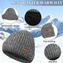 Mens Hat and Gloves Set, Warm Beanie Knit Long Scarf Fleece Lined Winter Hats Touchscreen Gloves for Men (Style A-white Black)