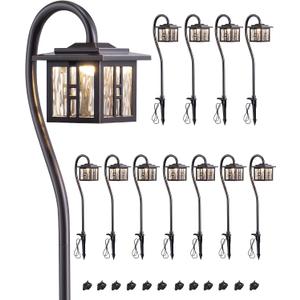 EDISHINE Low Voltage Landscape Lighting, 3W 185LM Oil-Rubbed Bronze Outdoor Landscape Path Lights, Low Voltage Pathway Lights for Garden Driveway, Die-Cast Aluminum, 50,000H, 12-Pack