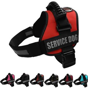 ALBCORP Service Dog Vest Harness  Reflective, No-Pull Harness with Handle & Comfy Mesh Padding  Sizes XXS-XL for Puppies, Small & Large Dogs  2 Removable Service Patches Included (Large, Red)