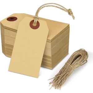 Kraft Paper Small Hang Tags, 100 pcs - Blank Price Tags for Inventory Labeling