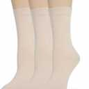 Thin Crew Socks for Women, Ladies Soft Cotton High Calf Boot Sock for Trouser, Dress, Business (Beige), Size 5-11