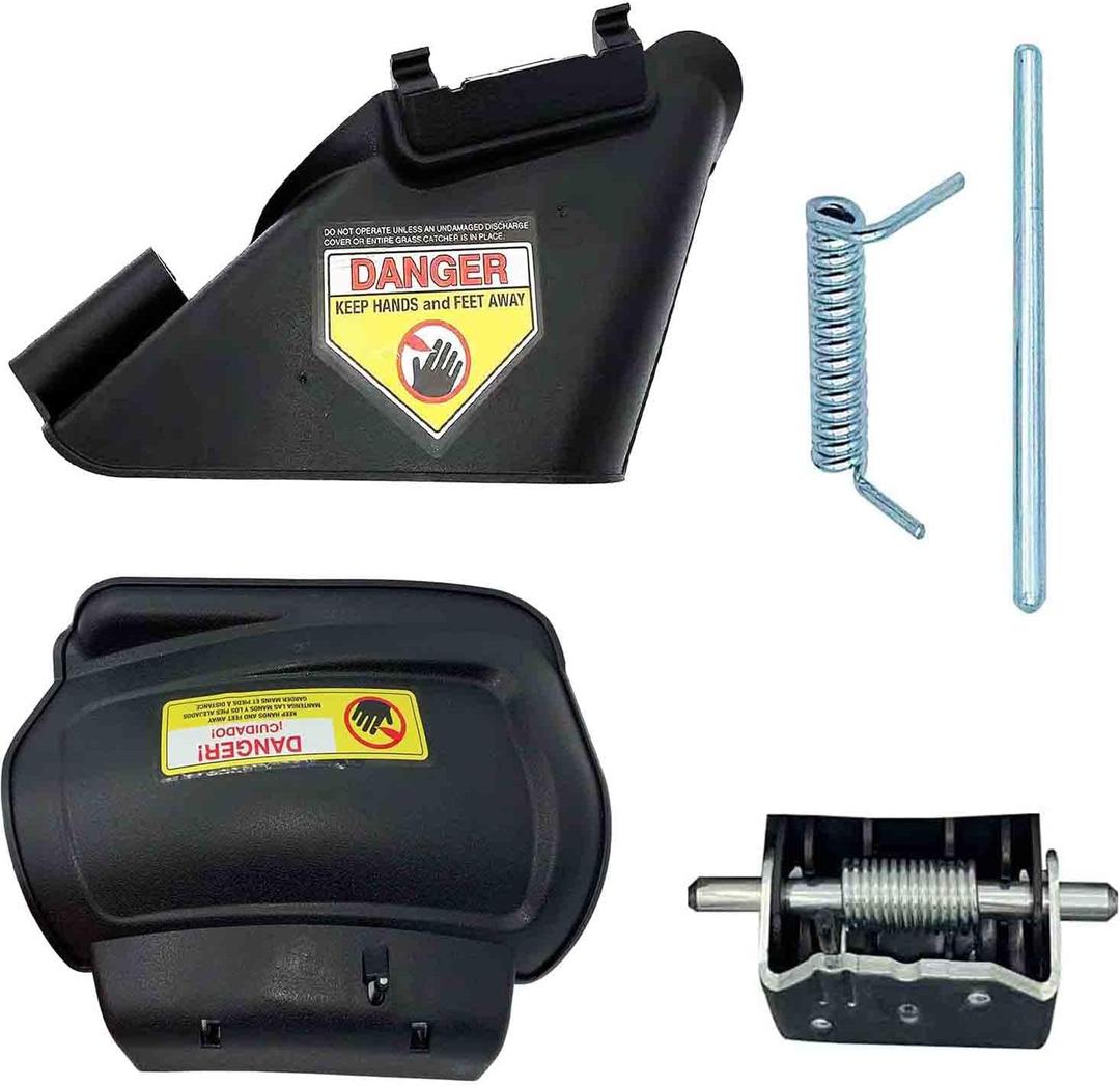 731-07131 Side Discharge Chute with 987-02516A Hinged Mulch Plug Compatible with MTD Lawn Mower 987-02516A 98702516A 98702516 731-7131 731-07131 with Pin and Spring