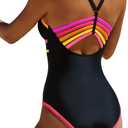popvil Women One Piece Swimsuit 2026 Sexy Neon Color Block Bathing Suit for Women Back Strappy Low Back Slimming Swimwear Large