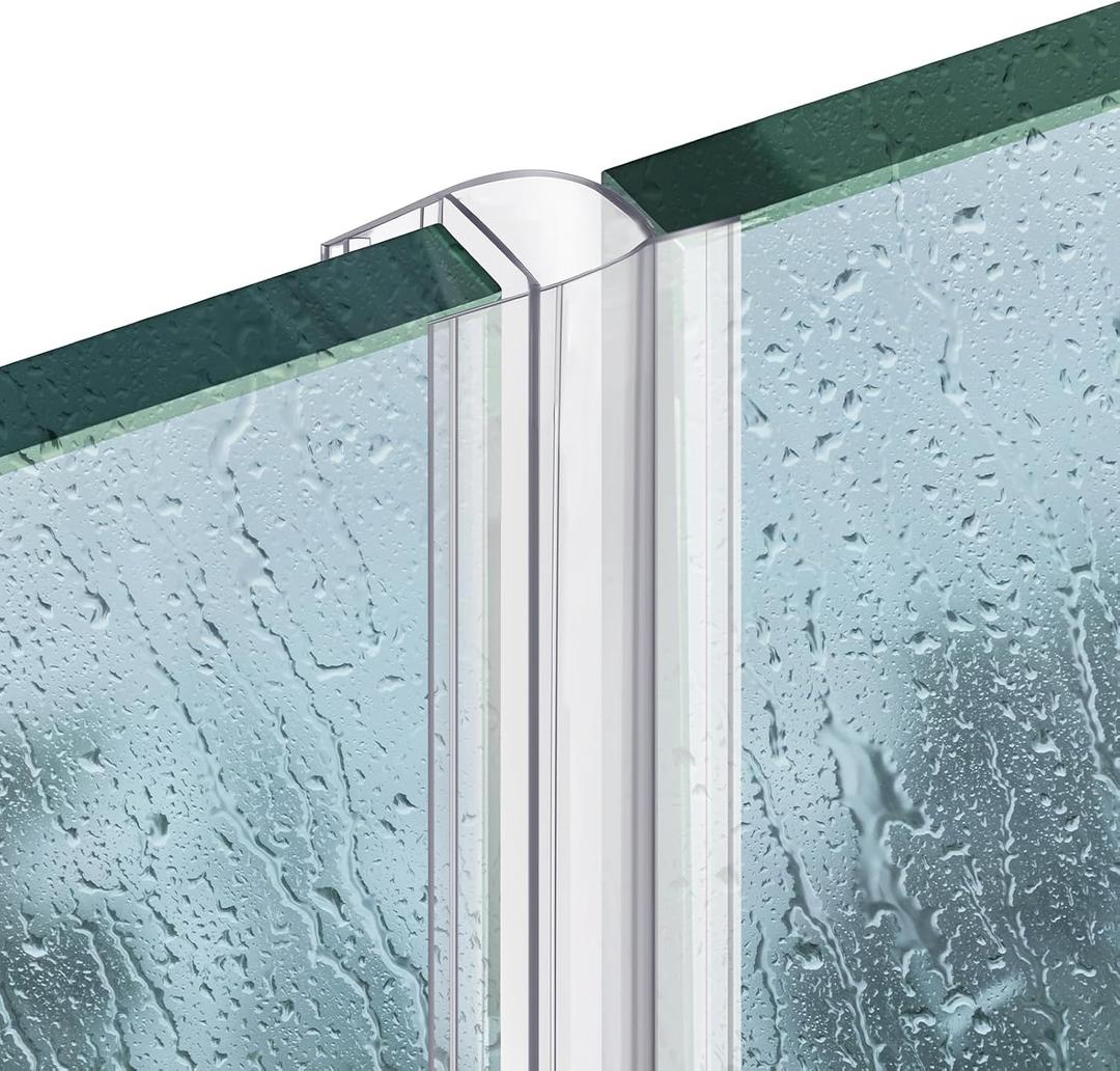 Shower Door Side Seal Strip 78.74 Inch (39.37" x 2 Pcs) Frameless Glass Sliding Door Sweep Clear PVC Waterproof U-Type for 3/8'' (10 Mm) Glass to Stop Shower Leaks No Adhesive Needed