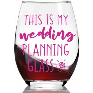 This is My Wedding Planning Glass,Bride to Be Gift Stemless Wine Glass for Women,Bridal Shower Game Winner Gifts,Engagement Party Decorations,Wedding Planner for Bride,Newly Engaged Gifts for her-44