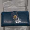 SENDEFN Wallets for Women Leather Credit Card Holder with RFID Blocking Large Capacity Wristlet (1-wax-a-blue)