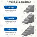 DUMOS Dog Stairs Ramp for Small Dogs and Cats, 4-Step Curved Pet Dog Steps with High-Density Foam for Puppy and Older Cats, Indoor Non-Slip Pet Ladder Ramp Stairs for Couch, High Beds, Sofa, Car, Grey