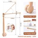 Baby Crib Mobile Arm,HBM 19-37 inches Wooden Mobile Arm for Crib Mobile Hanger for Crib Baby Girl Nursery Decor