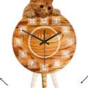 Cat Clock with Moving Tail, Cat Pendulum Swinging Wall Clock Silent Non Ticking Battery Operated Easy to Assemble Creative DIY Clock for Living Room Bedroom Kitty Lovers