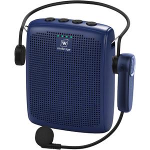 WinBridge Voice Amplifier with Bluetooth Headset Mic, Portable PA System | 15W Portable Speaker with Microphone for Teachers, Auto-Pair, 12–15H Battery, Lightweight,USB/BT Playback, Mute WB002 Blue