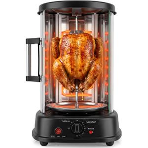NutriChef Countertop Vertical Rotating Oven - Rotisserie Shawarma Machine, Kebob Machine, Stain & Heat Resistant Door & Energy Efficient, Includes Kebob Rack with 7 Skewers (PKRTVG34), One Size