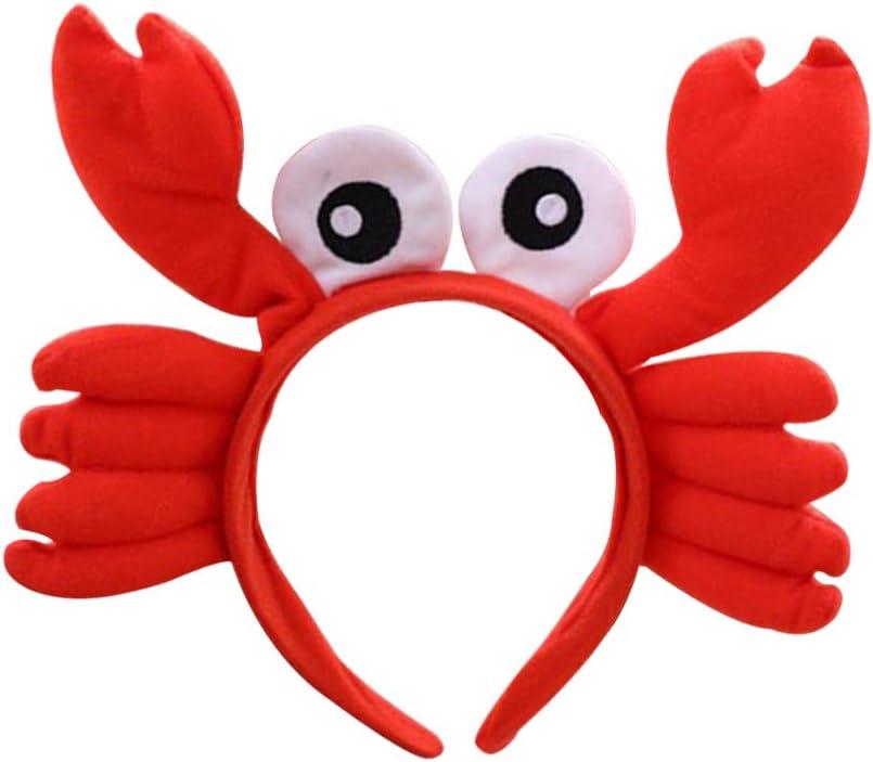 NUOBESTY Crab Headband Crab Costume Accessories Lobster Hair Hoops Plush Animal Hair Band Headwear for Halloween Dress Up Christmas Party