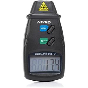 NEIKO 20713A Digital Tachometer, Noncontact Laser Photo Sensor with 2.5 to 99,999 RPM Accuracy, RPM Gauge Marker with Batteries Included Black